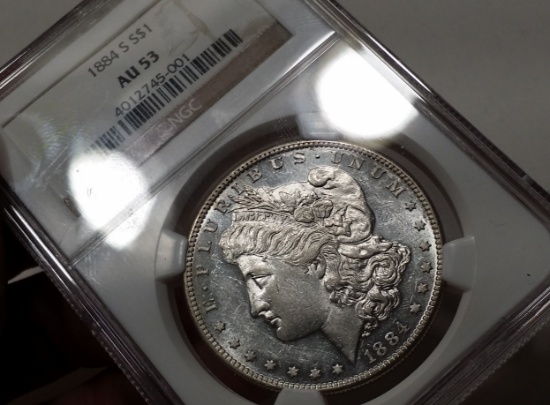 1884-S Morgan Silver Dollar -PCGS au53