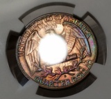 1947-s Washington Quarter - NEON TONED Rev