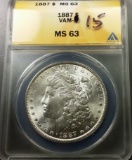 1887-P Morgan Silver Dollar -VAM 15