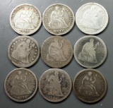 9x Seated Dimes
