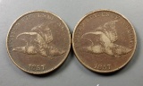 2x 1857 Flying Eagle Small Cents
