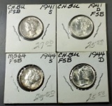 4x Mercury Dimes