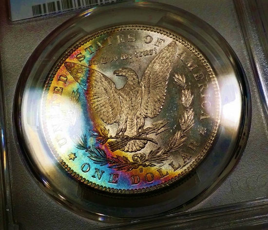 1881-S Morgan Silver Dollar -NEON crescent TONED