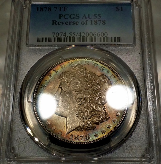 1878p 7TF Morgan Dollar -RAINBOW TONED