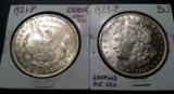 2x 1921-p Morgan Dollar -ERROR COINS