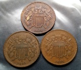 3x Two Cent Pieces (2c) -HIGHER GRADE