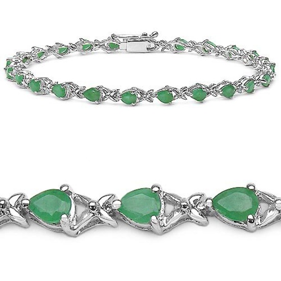 3.60 Carat Genuine Emerald .925 Sterling Silver Bracelet