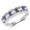 0.93 Carat Genuine Tanzanite and Black Spinel .925 Sterling Silver Ring