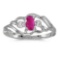 Certified 10k White Gold Oval Ruby And Diamond Ring 0.19 CTW