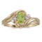 Certified 10k Yellow Gold Oval Peridot And Diamond Ring 0.44 CTW