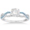 Infinity Diamond and Blue Topaz Engagement Ring in 14k White Gold (1.01ct)