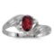 Certified 10k White Gold Oval Garnet And Diamond Ring 0.49 CTW