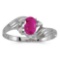 Certified 10k White Gold Oval Ruby And Diamond Ring 0.38 CTW