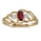 Certified 14k Yellow Gold Oval Garnet And Diamond Ring 0.24 CTW