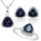 4 3/5 CARAT OCEAN MYSTIC GEMSTONE & DIAMOND 925 STERLING SILVER SET ( Ring, Earring and Pendant)