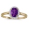 Certified 10k Yellow Gold Oval Amethyst And Diamond Ring 0.47 CTW