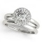 14KT White Gold 1/2 ct Halo Engagement & Wedding Ring Set with G-H color and SI3/I1 clarity diamonds