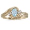Certified 10k Yellow Gold Oval Aquamarine And Diamond Ring 0.33 CTW