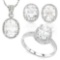 8 1/4 CARAT WHITE TOPAZ & DIAMOND 925 STERLING SILVER SET