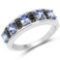 0.91 Carat Genuine Tanzanite and Black Spinel .925 Sterling Silver Ring