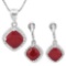 4 2/5 CARAT ENHANCED GENUINE RUBY & DIAMOND 925 STERLING SILVER SET