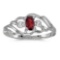 Certified 14k White Gold Oval Garnet And Diamond Ring 0.24 CTW
