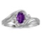 Certified 10k White Gold Oval Amethyst And Diamond Ring 0.49 CTW