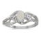 Certified 14k White Gold Oval Opal And Diamond Ring 0.2 CTW