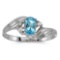 Certified 10k White Gold Oval Blue Topaz And Diamond Ring 0.42 CTW