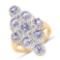 14K Yellow Gold Plated 1.53 Carat Genuine Tanzanite .925 Sterling Silver Ring