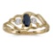 Certified 14k Yellow Gold Oval Sapphire And Diamond Ring 0.26 CTW