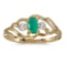 Certified 14k Yellow Gold Oval Emerald And Diamond Ring 0.17 CTW