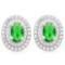 2 CARAT CREATED EMERALD & FLAWLESS CREATED DIAMOND 925 STERLING SILVER EARRINGS