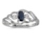 Certified 10k White Gold Oval Sapphire And Diamond Ring 0.26 CTW