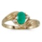 Certified 10k Yellow Gold Oval Emerald And Diamond Ring 0.32 CTW