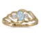 Certified 14k Yellow Gold Oval Aquamarine And Diamond Ring 0.15 CTW