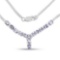0.86 Carat Genuine Tanzanite and White Diamond .925 Sterling Silver Necklace
