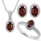 1 4/5 CARAT GARNET & DIAMOND 925 STERLING SILVER SET