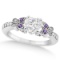 Heart Diamond and Amethyst Butterfly Engagement Ring 14k W Gold (1.40ct)