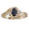 Certified 10k Yellow Gold Oval Sapphire And Diamond Ring 0.43 CTW