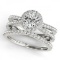 14KT White Gold 7/8 ct Halo Engagement & Wedding Ring Set with J-L color and SI1/SI2 clarity diamond