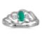 Certified 10k White Gold Oval Emerald And Diamond Ring 0.17 CTW