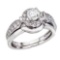 Certified 14K White Gold .75 Ct Round Diamond Band Bridal Ring Set 0.75 CTW