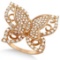 Contemporary Butterfly Shaped Diamond Ring 14k Rose Gold (1.00ct)