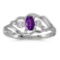 Certified 10k White Gold Oval Amethyst And Diamond Ring 0.19 CTW