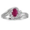 Certified 10k White Gold Oval Ruby And Diamond Ring 0.77 CTW