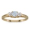 Certified 10k Yellow Gold Round Aquamarine And Diamond Ring 0.2 CTW