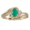 Certified 10k Yellow Gold Oval Emerald And Diamond Ring 0.35 CTW