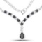 3.60 Carat Genuine Black Sapphire and White Topaz .925 Sterling Silver Necklace