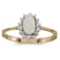 Certified 14k Yellow Gold Oval Opal And Diamond Ring 0.21 CTW